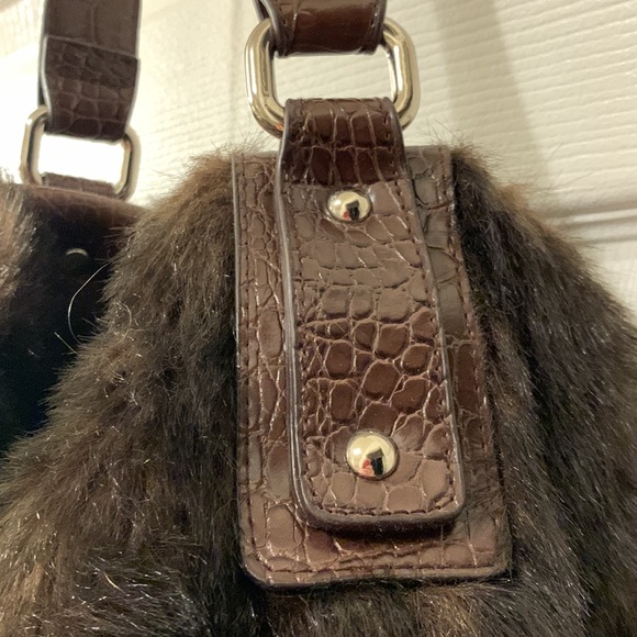 BATH BODY WORKS CHOCOLATE BROWN FAUX FUR LARGE TOTE:LINED/w POCKET: 17x17 - Picture 3 of 5